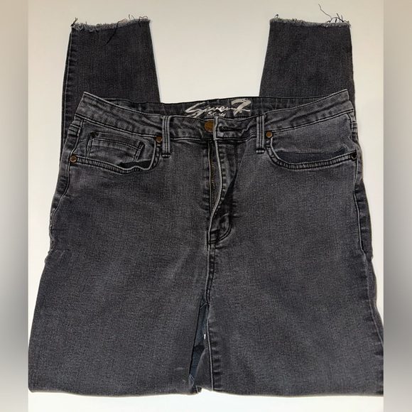 Seven7 Jeans Women’s Size 14 Black Skinny Mid Rise Frayed Hem Stretch Denim - Picture 6 of 8